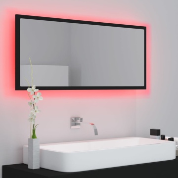 Oglindă de baie cu LED, negru, 100x8,5x37 cm, acril - Img 8