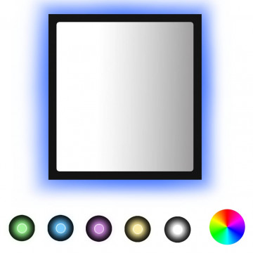 Oglindă de baie cu LED, negru, 40x8,5x37 cm, PAL - Img 2