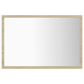 Oglindă de baie cu LED, stejar sonoma, 60x8,5x37 cm, acril - Img 3