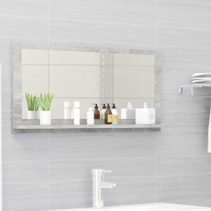 Oglindă de baie, gri beton, 80 x 10,5 x 37 cm, PAL - Img 1
