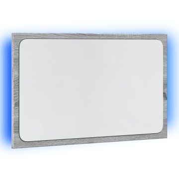 Oglindă de baie LED, gri sonoma, 60x8,5x38 cm lemn prelucrat - Img 8