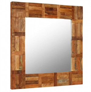 Oglindă de perete, 60 x 60 cm, lemn masiv reciclat - Img 2