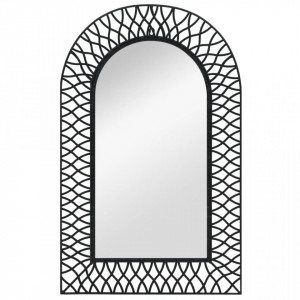 Oglindă de perete arcuită, negru, 50 x 80 cm - Img 1