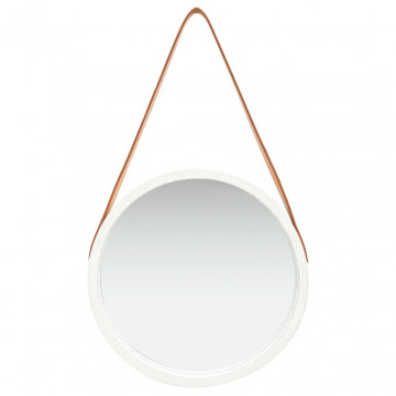 Oglindă de perete cu o curea, 40 cm, alb - Img 2