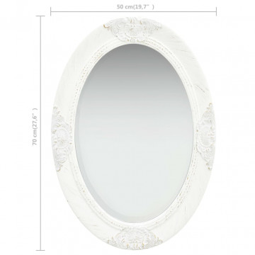 Oglindă de perete în stil baroc, alb, 50 x 70 cm - Img 5