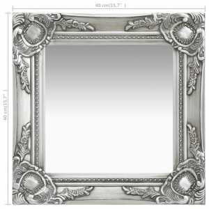 Oglindă de perete în stil baroc, argintiu, 40 x 40 cm - Img 5
