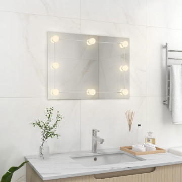 Oglindă de perete lumini LED fără ramă sticlă dreptunghiulară - Img 3