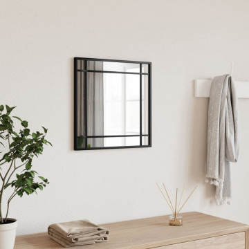 Oglindă de perete, negru, 40x40 cm, pătrată, fier - Img 1