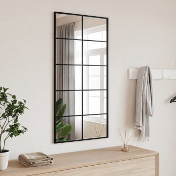 Oglindă de perete, negru, 50x100 cm, dreptunghiulară, fier - Img 1