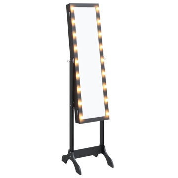 Oglindă de sine stătătoare cu LED, negru, 34x37x146 cm - Img 2