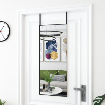 Oglindă pentru ușă, negru, 40x100 cm, sticlă și aluminiu - Img 1