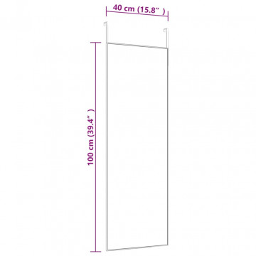 Oglindă pentru ușă, negru, 40x100 cm, sticlă și aluminiu - Img 4