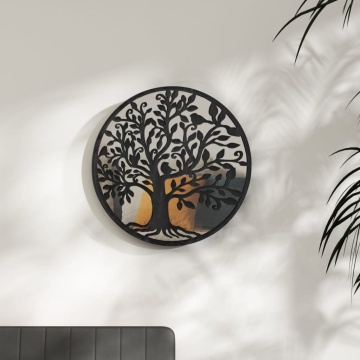 Oglindă rotundă,negru,60x2,5 cm,fier, utilizare în interior - Img 1