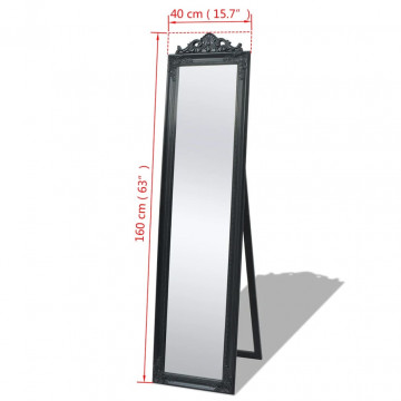 Oglindă verticală în stil baroc 160 x 40 cm negru - Img 5