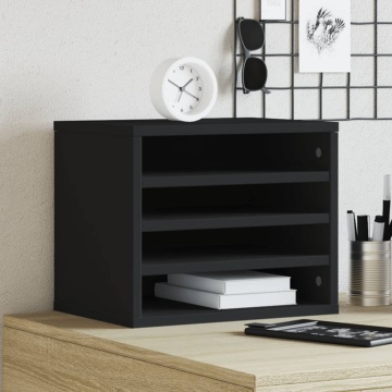 Organizator de birou, negru, 36x26x29,5 cm, lemn prelucrat - Img 1