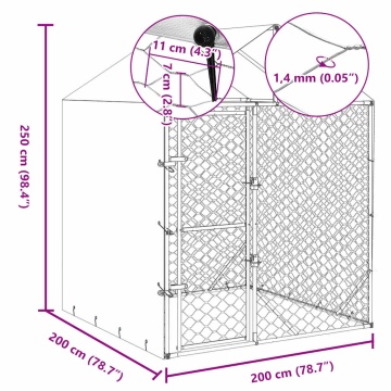 Padoc de exterior cu acoperiș argintiu 2x2x2,5m oțel galvanizat - Img 5