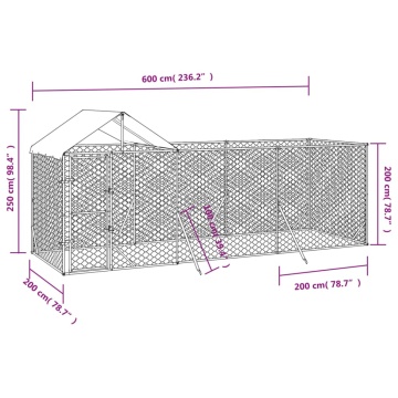 Padoc de exterior cu acoperiș argintiu 6x2x2,5m oțel galvanizat - Img 4