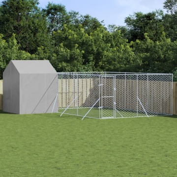 Padoc de exterior cu acoperiș argintiu 6x6x2,5m oțel galvanizat - Img 1