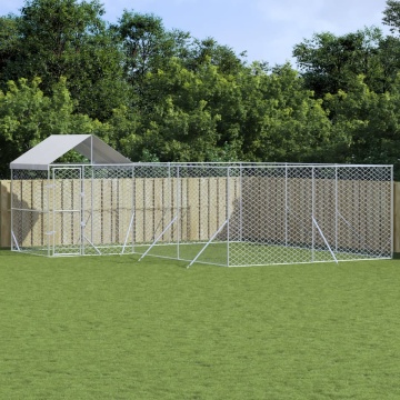 Padoc de exterior cu acoperiș argintiu 6x6x2,5m oțel galvanizat - Img 1