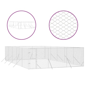 Padoc de exterior pentru câini argintiu 6x10x2m oțel galvanizat - Img 2