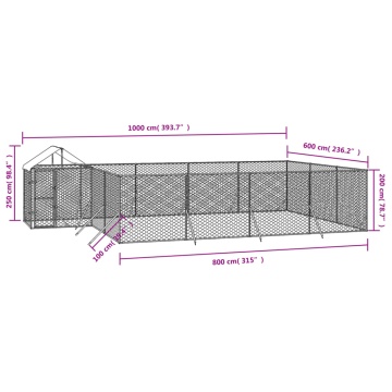 Padoc exterior cu acoperiș argintiu 10x6x2,5 m oțel galvanizat - Img 4