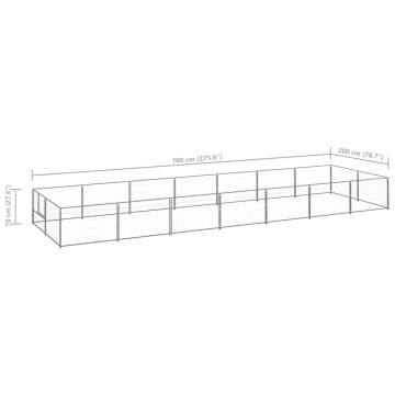 Padoc pentru câini, argintiu, 14 m², oțel - Img 5