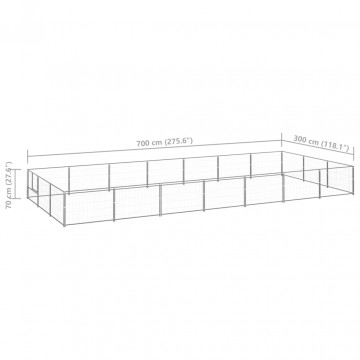 Padoc pentru câini, argintiu, 21 m², oțel - Img 5