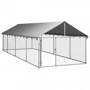 Padoc pentru câini de exterior, cu acoperiș, 600x200x150 cm - Img 4