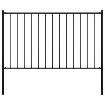 Panou de gard cu stâlpi, negru, 1,7 x 1,25 m, oțel - Img 1