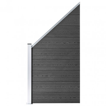 Panou de gard, negru, 95 x (105-180) cm, WPC - Img 1