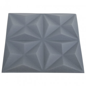 Panouri de perete 3D 12 buc. gri 50x50 cm model origami 3 m² - Img 4