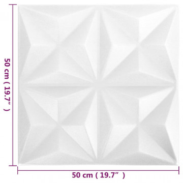 Panouri de perete 3D 48 buc. alb 50x50 cm model origami 12 m² - Img 5