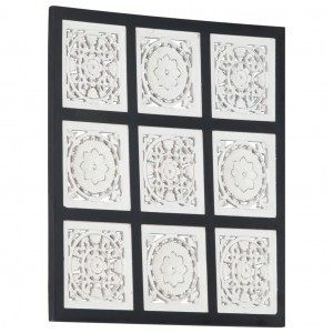 Panouri de perete sculptate manual, negru/alb, 60x60x1,5 cm MDF - Img 6