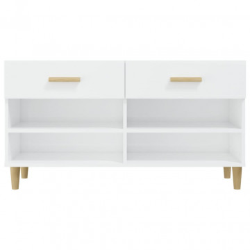 Pantofar, alb extralucios, 102x35x55 cm, lemn compozit - Img 5