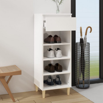 Pantofar, alb extralucios, 40x36x105 cm, lemn compozit - Img 5