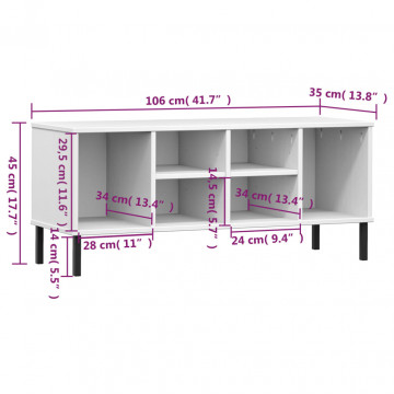 Pantofar cu picioare metalice „OSLO” alb 106x35x45 cm lemn - Img 6