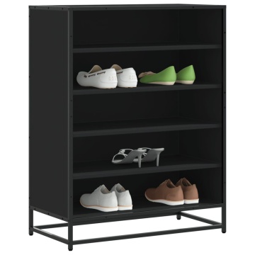 Pantofar, negru, 75x38x97,5 cm, lemn prelucrat/metal - Img 1