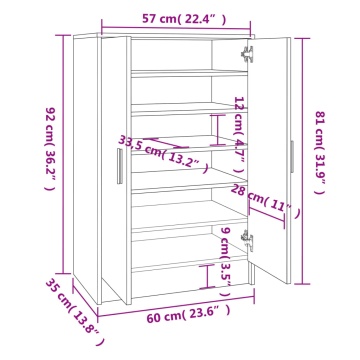 Pantofar, stejar maro, 60x35x92 cm, lemn prelucrat - Img 7
