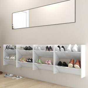Pantofare de perete, 4 buc., alb extralucios, 60x18x60 cm, PAL - Img 3