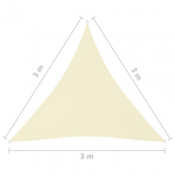 Pânză parasolar, crem, 3x3x3 m, țesătură oxford, triunghiular - Img 5