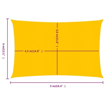 Pânză parasolar, galben dreptunghiular 4x5 m, HDPE, 160 g/m² - Img 5