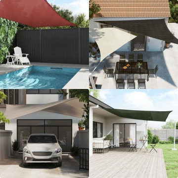 Pânză parasolar gri deschis 5x7x7 m HDPE 160 g/m² triunghiular - Img 3