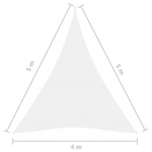 Parasolar, alb, 4x5x5 m, țesătură oxford, triunghiular - Img 5