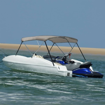 Parasolar barcă Bimini cu 3 arcuri, gri, 183x196x137 cm - Img 1