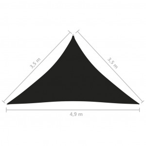 Parasolar, negru, 3,5x3,5x4,9 m, țesătură oxford, triunghiular - Img 5