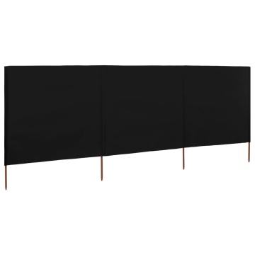 Paravan anti-vânt cu 3 panouri, negru, 400 x 160 cm, textil - Img 2