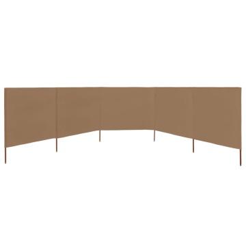 Paravan anti-vânt cu 5 panouri, gri taupe 600x120 cm, textil - Img 3