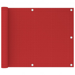 Paravan de balcon, roșu, 75x300 cm, HDPE