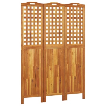 Paravan de cameră 3 panouri 121,5x2x180 cm lemn masiv de acacia - Img 2