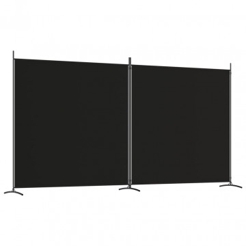Paravan de cameră cu 2 panouri, negru, 348x180 cm, textil - Img 2